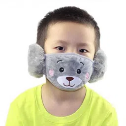 4 you Kids Girl's and Boys' Warm Winter Face Mask with Plush Ear Muffs Covers, (3 Years to 10 Years) for Autumn Winter (Set of 1) Ear Muff image 2