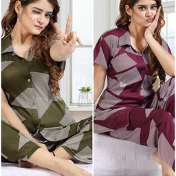 capasino Women Shirt & Pyjama set Multicolor Printed-picture-24