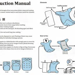 ecohug Baby's Washable Reusable Adjustable 3 Cloth Diapers with 3 White Inserts image 4