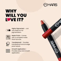 mars Won't Budge Won't Smudge Non Transfer Lip Crayon With Sharpner Lipstick image 3