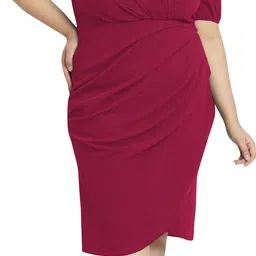 Women Bodycon Pink Knee Length Dress-image-83