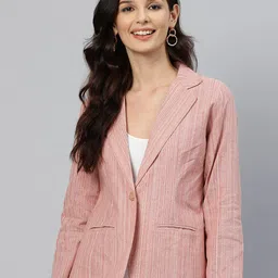 cottinfab Women Striped Single Breasted Casual Blazer-picture-18