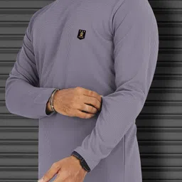 vebnor Men Solid Round Neck Polyester Grey T-Shirt image 4