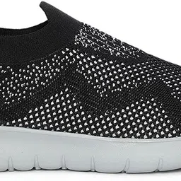 marc loire Women's Black Woven Design Slip-On Sneakers Walking Shoes For Women image 4