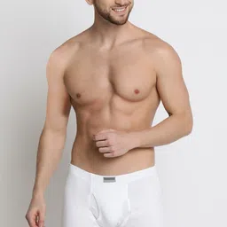 Men White Solid Antibacterial Colour Fresh Boxer Briefs Solid Men Brief-image-57