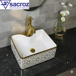Sacroz Gold Luxury Table Top Wash Basin EQP-6005 Table Top Basin image 2