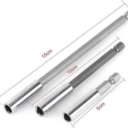 aasons 3 pc Electrical Drill Screwdriver Extension Magnetic Bit Holder 1/4" Shank Tool Quick Release Magnetic Single Sided Socket Wrench image 2