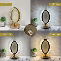 nostalique Modern Oval Crystal Bedside Lamp | 3 Modes Touch Control | Elegant Home Lighting Table Lamp image 4