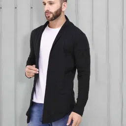glampanda Men Jacket Style Full Sleeve Black Shrug image 3