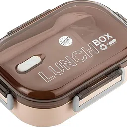 arcyu Rectangle Classy 2 Section Lock With Spoon & Fork Lunch Box For School & Office 2 Containers Lunch Box-picture-15