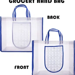 heart home Front Pocket Grocery Bag with Handle|Pack of 3|Blue Pack of 3 Grocery Bags image 4