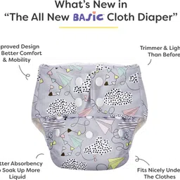 basic for Baby Reusable Cloth Diapers for Babies l Adjustable & Washable l 3M-3Y image 2