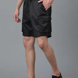 kotty Solid Men Black Cargo Shorts image 3