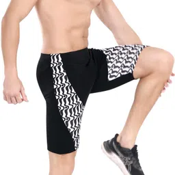 rovars ML509 Geometric Print Men Trunk Black, White Swimsuit image 4