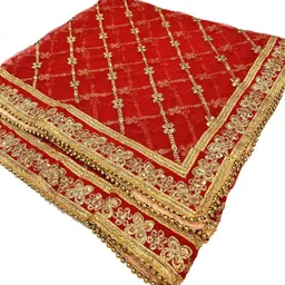 asha chunri house Net Embroidered Red Women Dupatta image 4