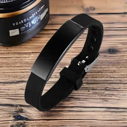 myki Alloy, Leather Black Silver Bracelet image 5