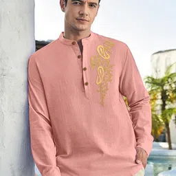 imperial choice Men Self Design Cotton Blend Straight Kurta image 3