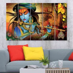 random Lord Krishna Multicolour MDF (Set of 5) Art Panels-picture-35