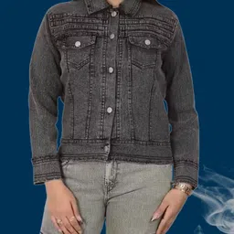 Women Washed Denim Jacket-image-6