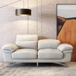 durian Philly Leather 2 Seater Sofas in Mushroom Beige Colour with Adjustable Headrest-picture-32