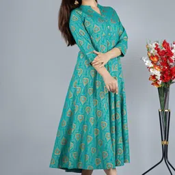 geetafabrics Printed, Floral Print, Self Design Viscose Rayon Stitched Flared/A-line Gown-picture-20