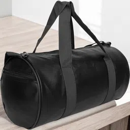 rainox 23 L Gym Duffel Bag - Premium leatherette fabric Black Gym Bag, Sports Duffel Bag for Men & Women - Black image 1
