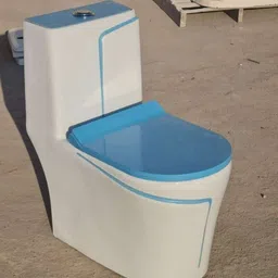 solano C03 Premium White Commode With T Blue Finishing Line And Round Flush Button Western Commode image 3