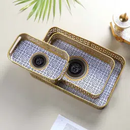 amaya decors Rectangular Black & Gold Blocks Meena Tray Set of 3-picture-21