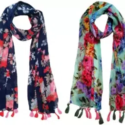 xmsfashion Printed Chiffon Women Multicolor Stole, Scarf, Fancy Scarf-picture-19