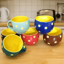 sjs Pack of 6 Bone China Tea Cups Set of 6 | Coffee Mugs for Home Office, perfect for gifting image 3