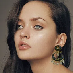 fashion theme Traditional Ethnic Earrings Pearl Jhumka Gold Plated Black Jhumkas for Women Pearl Brass Chandbali Earring, Drops & Danglers, Jhumki Earring image 3