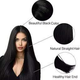 hamsri Black Straight long Middle Part Long Wig For Women-N Hair Extension image 3