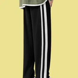 gibbonte Men Regular Fit Black, White Lycra Blend Trousers image 3