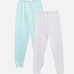 Kanvin Boys Turquoise Blue & White Solid Thermal Bottoms-picture-53
