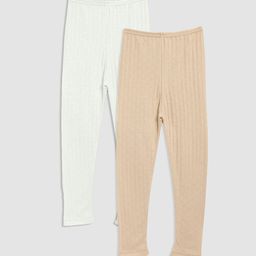 Kanvin Girls Pack Of 2 Beige & White Solid Thermal Bottoms-picture-44
