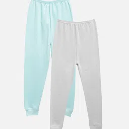 Kanvin Boys Pack Of 2 Turquoise Blue & Grey Solid Thermal Bottoms-picture-25