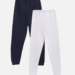 Kanvin Pack Of 2 Boys Navy Blue & White Thermal Bottoms-image-51