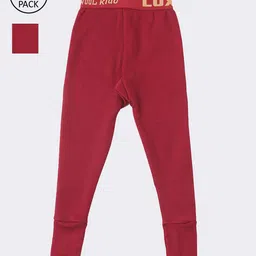 Lux Cottswool Boys Set Of 2 Maroon Solid Cotton Thermal Bottoms-picture-12