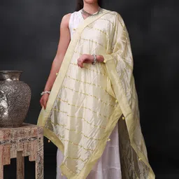 Exotic India Striped Art Silk Dupatta with Gotta Patti-picture-21