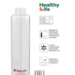 nirlon Ira Transparent 1000ml Borosilicate Glass Bottle with sleeve image 3