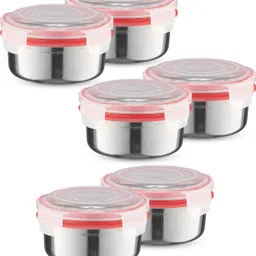 trueware Stainless Steel Clip N Close BPA Free, Leak Proof, Airtight Set of 6 Containers Lunch Box image 1
