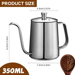 supvox Pour Over Coffee Gooseneck Kettle Stainless Steel 350ml Electric Kettle image 2