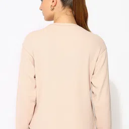 alan jones Women Solid Crew Neck Cotton Blend Pink T-Shirt image 4