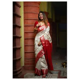 flosive Women's Wedding Look Banarasi Soft Silk Saree With Fancy Blouse image 5
