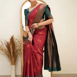 KALINI Ethnic Motifs Woven Design Zari Kanjeevaram Saree image 3