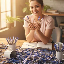 ajay enterprises 100 Use And Throw Pen | INK Colour - 80 Blue + 20 Black Ball Pen image 1