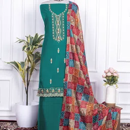 gfashion Unstitched Cotton Blend Salwar Suit Material Embroidered image 2