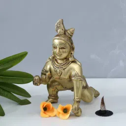 rhapsodically made Ladoo Gopal Gold Brass Idols-picture-15