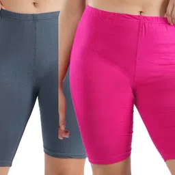 jasora Pack of 2 Solid Women Multicolor Cycling Shorts image 1