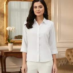 prieto Women Regular Fit Solid Button Down Collar Formal Shirt image 1